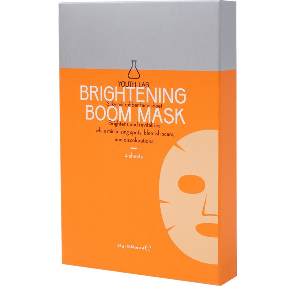 Youth Lab. Youth Lab Brightening Boom Sheet Mask Εμποτισμένη Υφασμάτινη Μάσκα Προσώπου με Λευκαντική, Αναπλαστική & Ενυδατική Δράση 4x23g