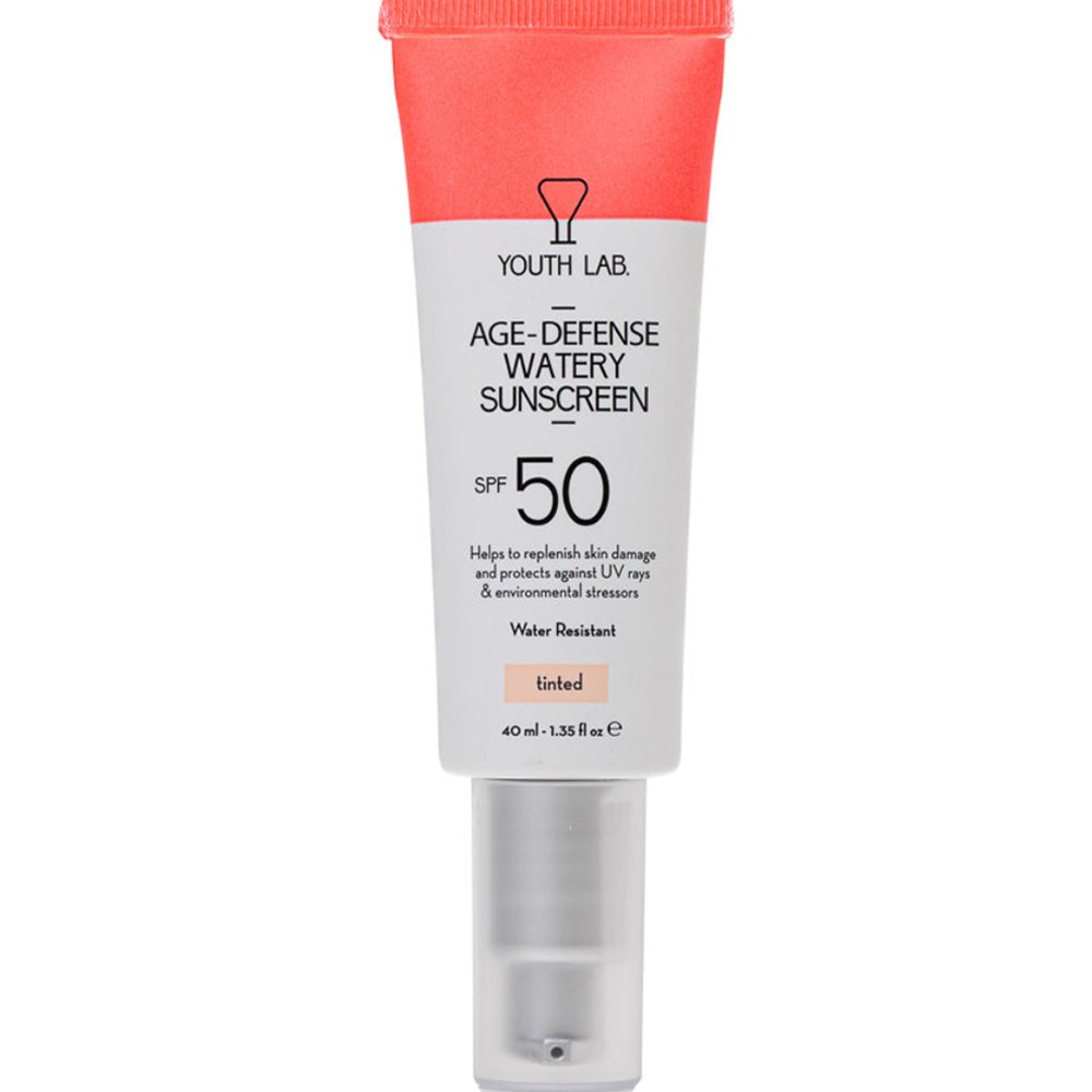 Youth Lab. Youth Lab Age-Defense Watery Sunscreen Spf50 Λεπτόρρευστο Αντηλιακό Προσώπου Ανθεκτικό στο Νερό Υψηλής Προστασίας Καθημερινής Χρήσης, για Επανόρθωση & Προστασία από Ρυτίδες & Κηλίδες με Χρώμα 40ml - Tinted