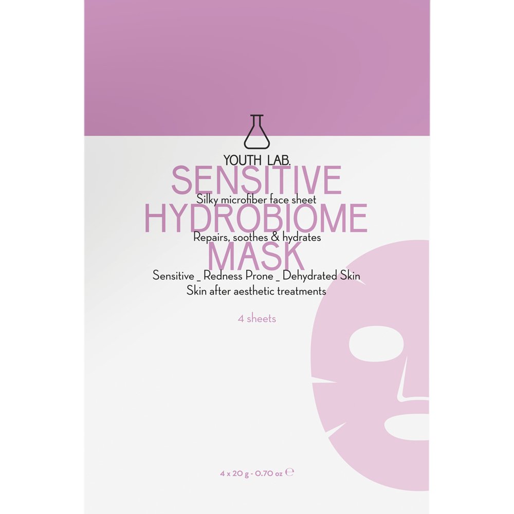 Youth Lab. Youth Lab Sensitive Hydrobiome Mask Καταπραϋντική Υφασμάτινη Μάσκα Προσώπου για Ενυδάτωση του Ευαίσθητου Δέρματος, με Σημάδια Αφυδάτωσης & Ερεθισμού 4 Τεμάχια