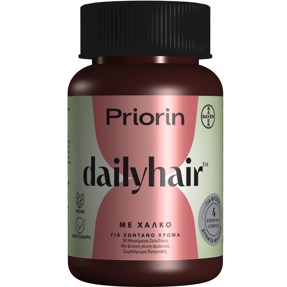 Priorin Priorin Dailyhair Copper Συμπλήρωμα Διατροφής με Εκχύλισμα Μπαμπού, Βιταμίνη C, Ψευδάργυρο & Χαλκό για Μαλλιά Γεμάτα Ζωντάνια & Λαμπερό Φυσικό Χρώμα με Γεύση Φράουλα 30 Ζελεδάκια