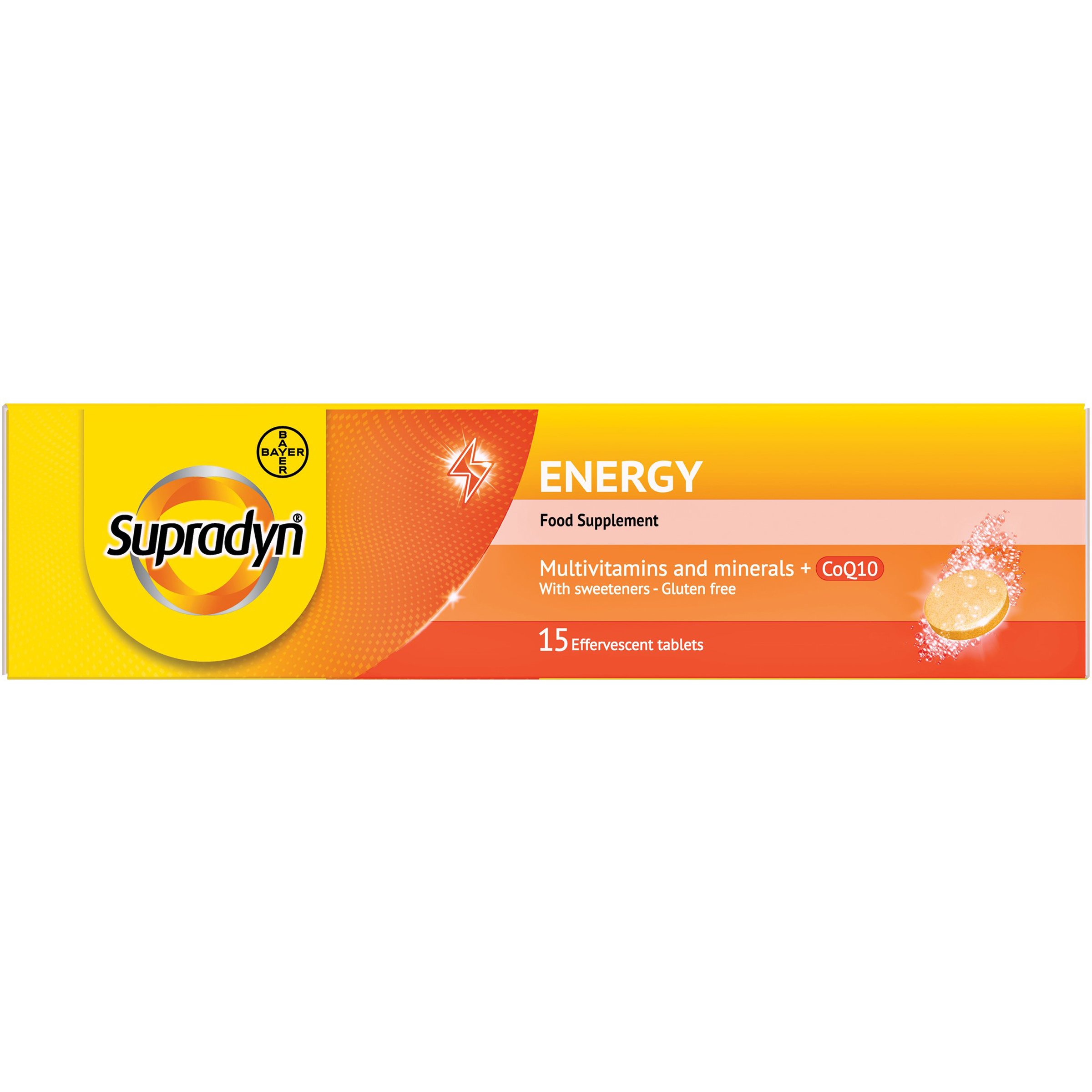 Bayer Supradyn Energy Q10 Συμπλήρωμα Διατροφής με Βιταμίνες, Μέταλλα & Συνένζυμο Q10, 15 Effer.tabs
