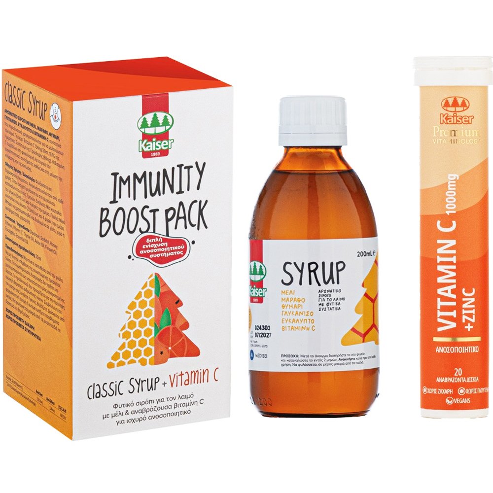 Kaiser Kaiser Promo Classic Syrup 200ml & Vitamin C 1000mg Plus Zinc 10mg Orange 20 Effer.tabs
