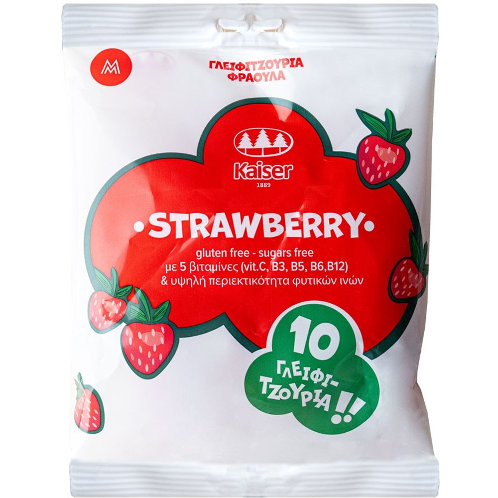 Kaiser Vitamins & Natural Fibers Strawberry Lollipops Συμπλήρωμα Διατροφής Γλειφιτζούρι με Βιταμίνες & Υψηλή Περιεκτικότητα σε Φυτικές Ίνες για Ενέργεια & Τόνωση με Γεύση Φράουλα 10 Τεμάχια