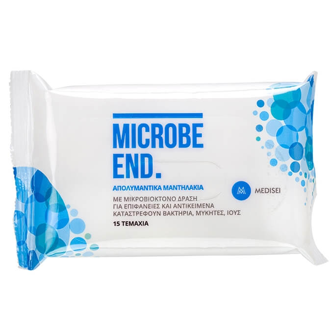 Medi Sei Microbe End Απολυμαντικά Μαντηλάκια Με Μικροβιοκτόνο Δράση 15τμχ.