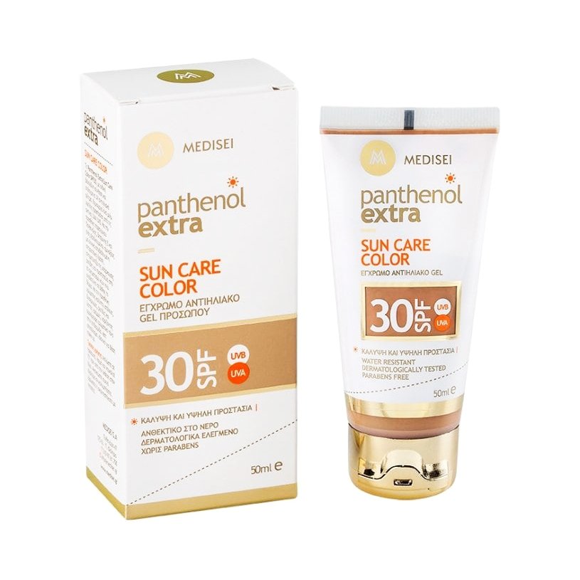Panthenol Extra Sun Care Color Spf30 Αντηλιακή Κρέμα Τζελ Προσώπου με Χρώμα 50ml