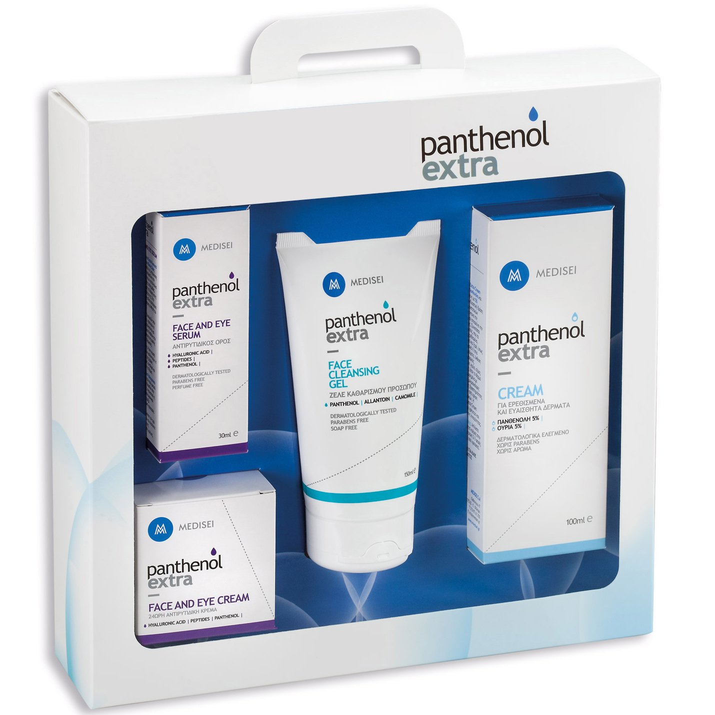 MediSei Panthenol Extra Promo Serum 30ml +Face&Eye Cream 50ml +Face Cleansing Gel 150ml +Cream για Ερεθισμένα Δέρματα 100ml