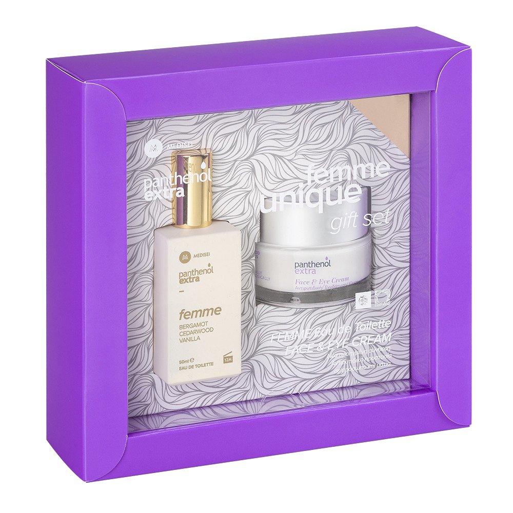 Medisei Gift Set Panthenol Extra Eau de Toilette Femme Bergamot, Cedarwood, Vanilla 50ml & Face & Eye Cream 50ml