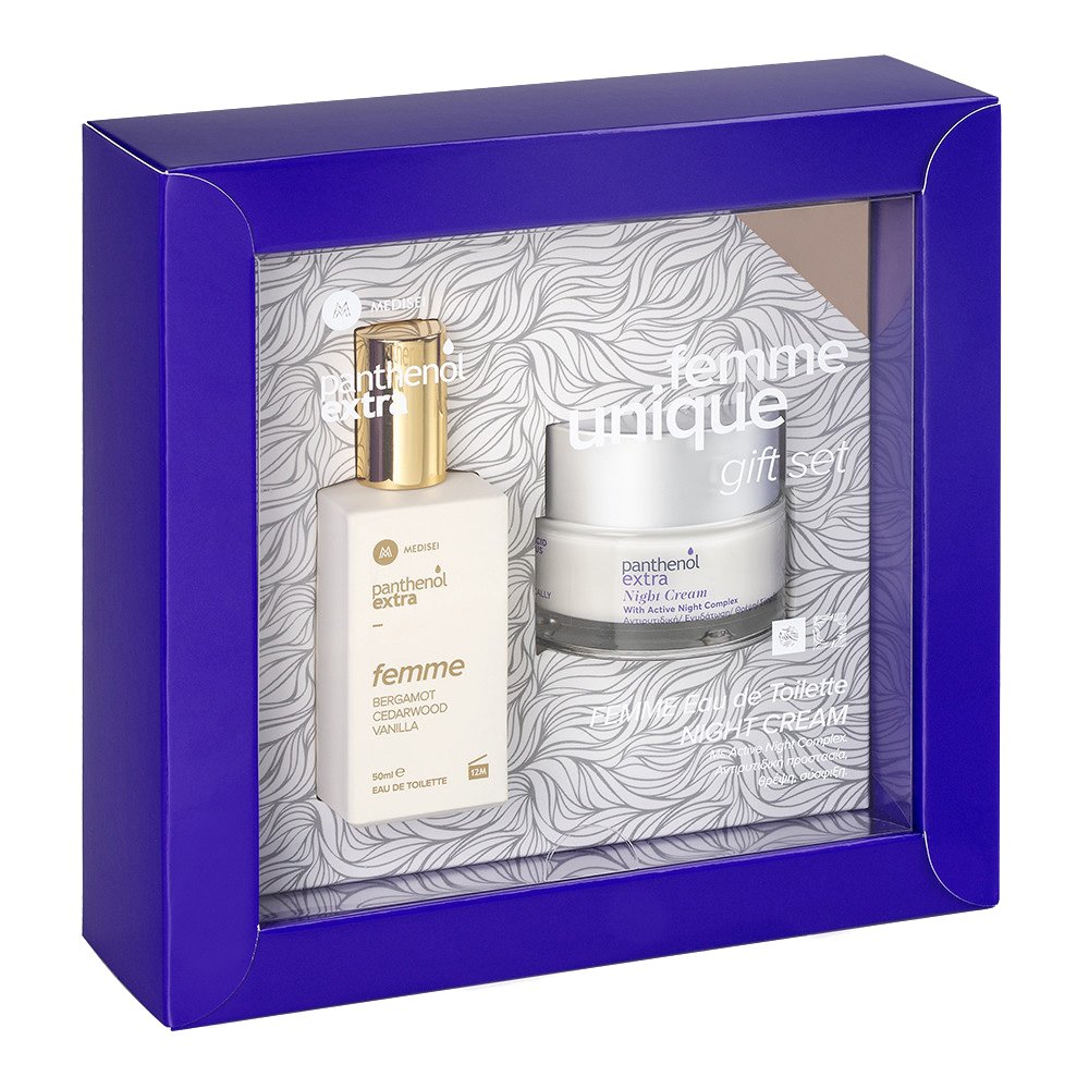 Medisei Gift Set Panthenol Extra Eau de Toilette Femme Bergamot, Cedarwood, Vanilla 50ml & Night Cream 50ml