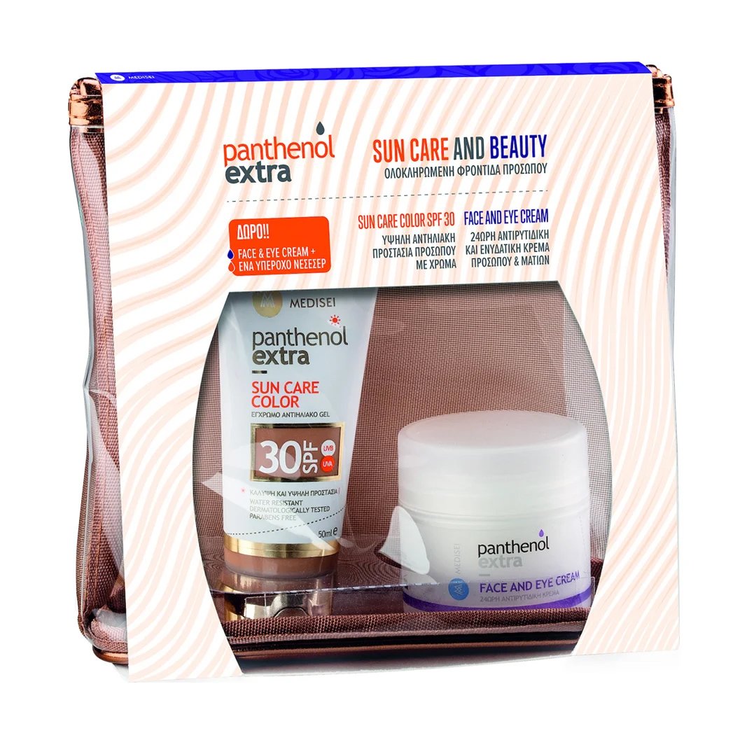 Medisei Promo Sun Care & Beauty Panthenol Extra Sun Care Color Spf30, 50ml & Face & Eye Cream 50ml & Δώρο Νεσεσέρ