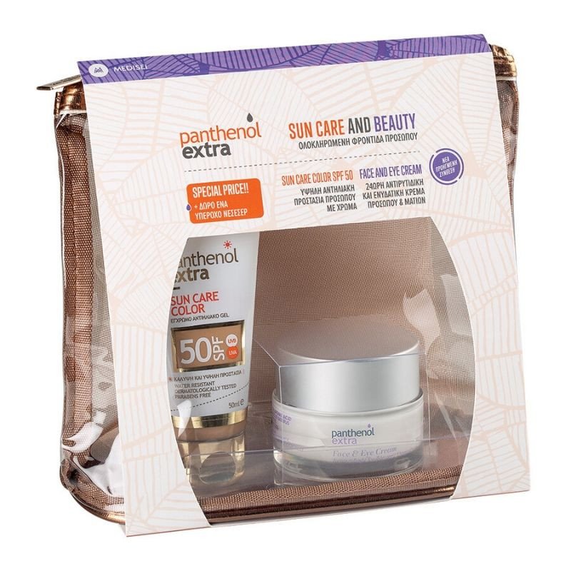 Medisei Promo Sun Care & Beauty Panthenol Extra Sun Care Color Spf50, 50ml & Face & Eye Cream 50ml & Δώρο Νεσεσέρ