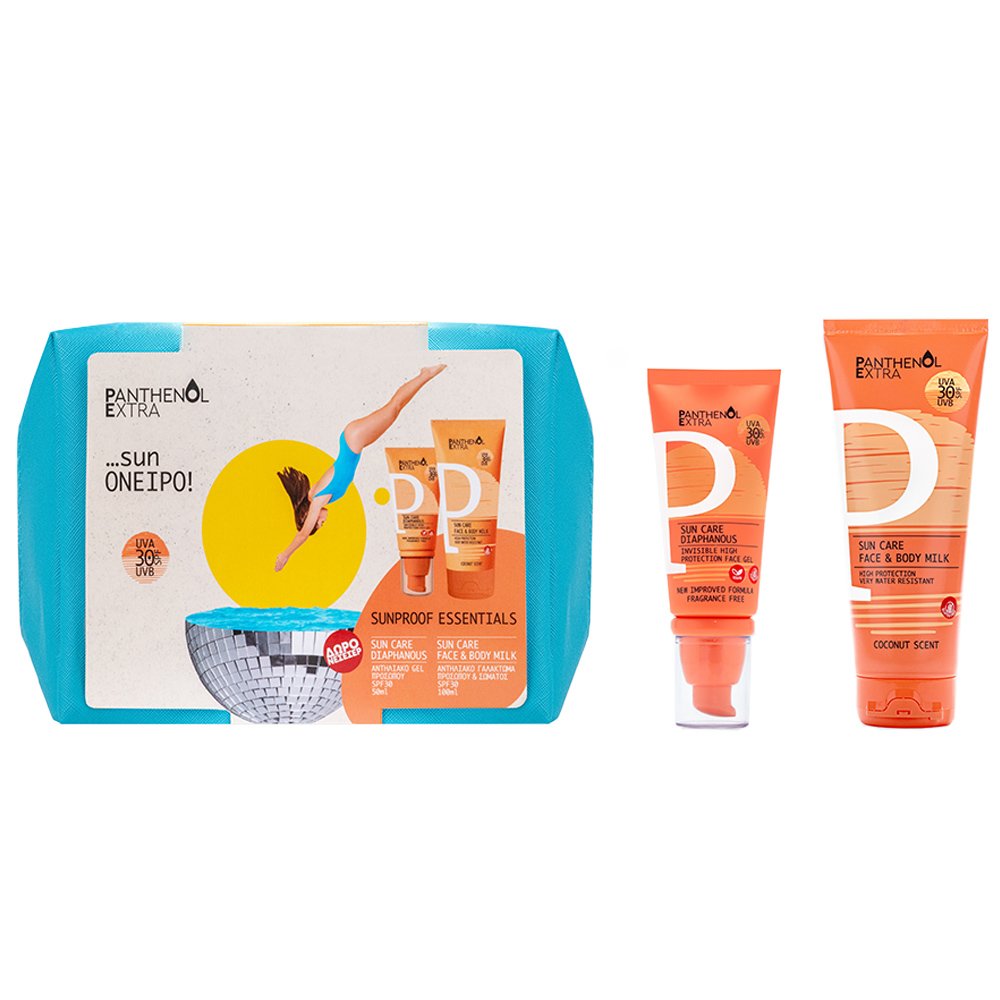 Medisei Medisei Panthenol Extra Promo Sun Care Diaphanous Spf30, 50ml & Sun Care Face & Body Milk Spf30, 100ml & Δώρο Νεσεσέρ 1 Τεμάχιο