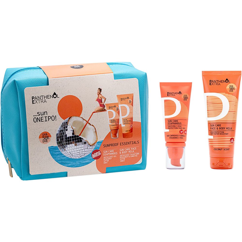 Medisei Medisei Panthenol Extra Promo Sun Care Diaphanous Face Gel Spf50, 50ml & Sun Care Face & Body Milk Spf50, 100ml & Δώρο Νεσεσέρ 1 Τεμάχιο