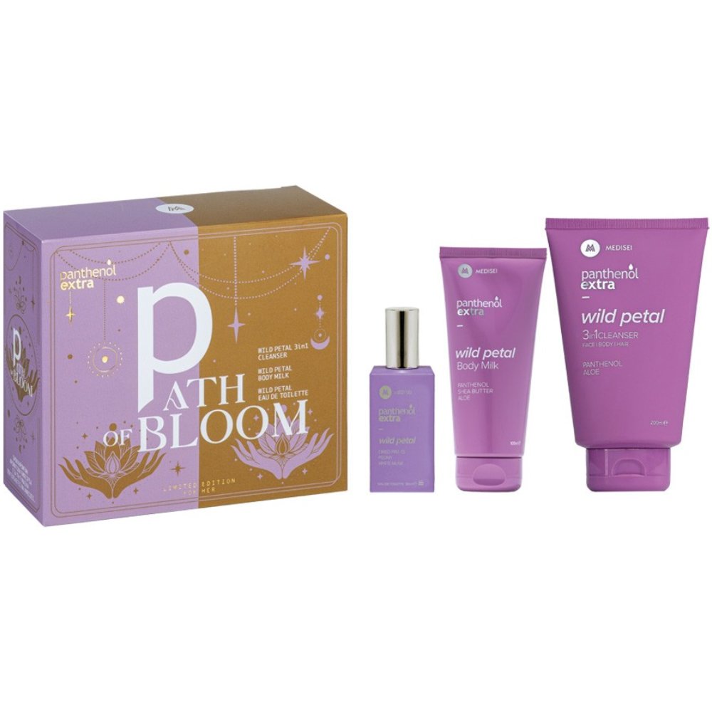 Medisei Medisei Panthenol Extra Promo Path Of Bloom Wild Petal 3in1 Cleanser 200ml & Body Milk 100ml & Eau de Toilette 50ml 