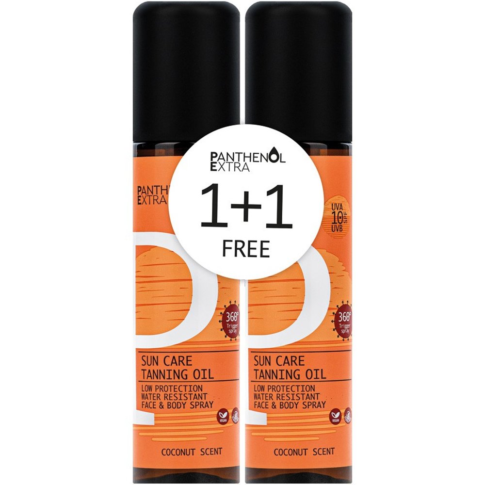 Medisei Promo Panthenol Extra Sun Care Tanning Oil Spf10 Αντηλιακό Λάδι Μαυρίσματος Προσώπου & Σώματος Χαμηλής Προστασίας με Αντλία, 300ml (2x150ml)