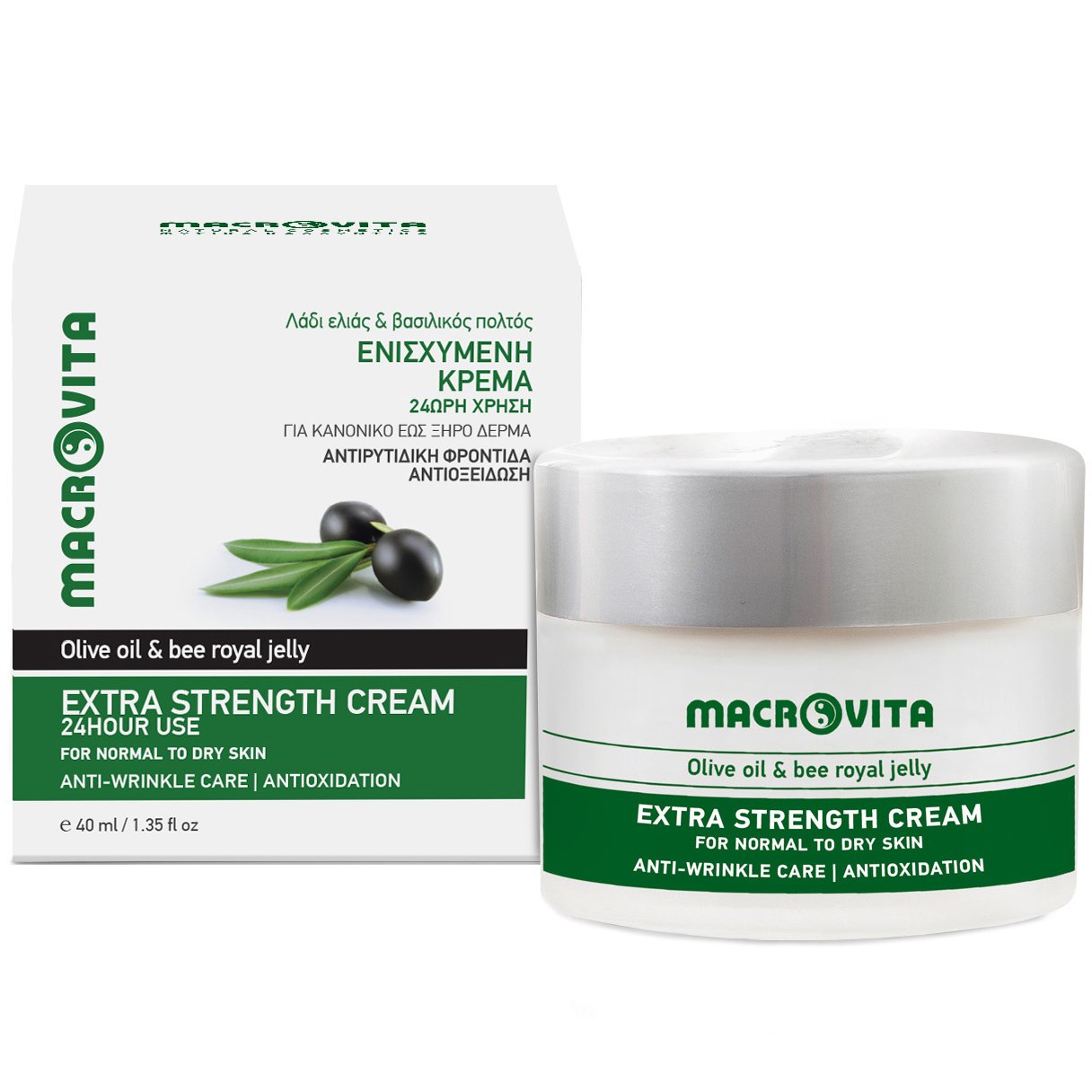 Macrovita Extra Strength Cream Ενισχυμένη Κρέμα Προσώπου με Αντιρυτιδική & Αντιοξειδωτική Δράση για Κανονικό έως Ξηρό Δέρμα 40ml