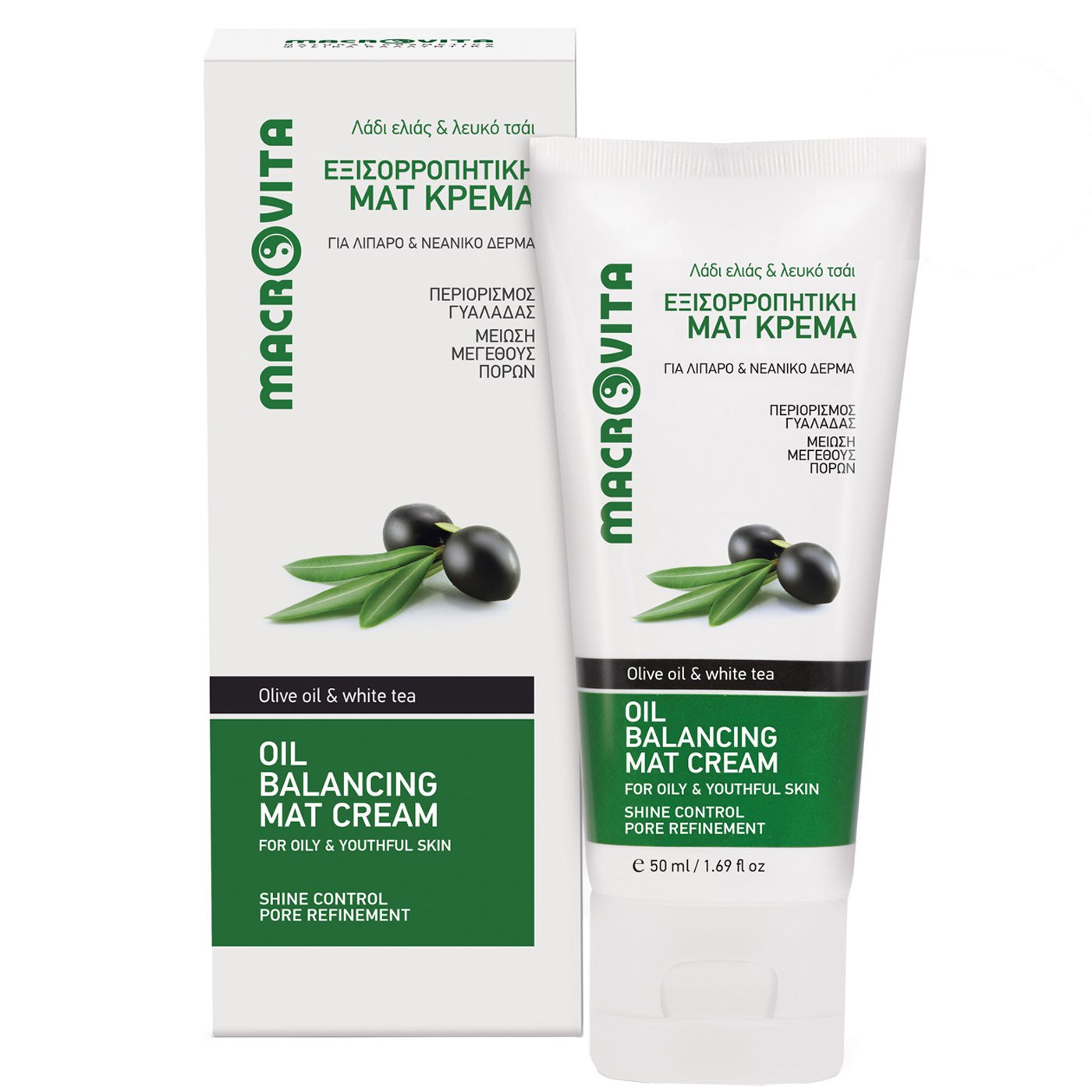 Macrovita Oil Balancing Mat Cream Εξισορροπητική Κρέμα για Ματ Αποτέλεσμα με Λάδι Ελιάς & Λευκό Τσάι 50ml