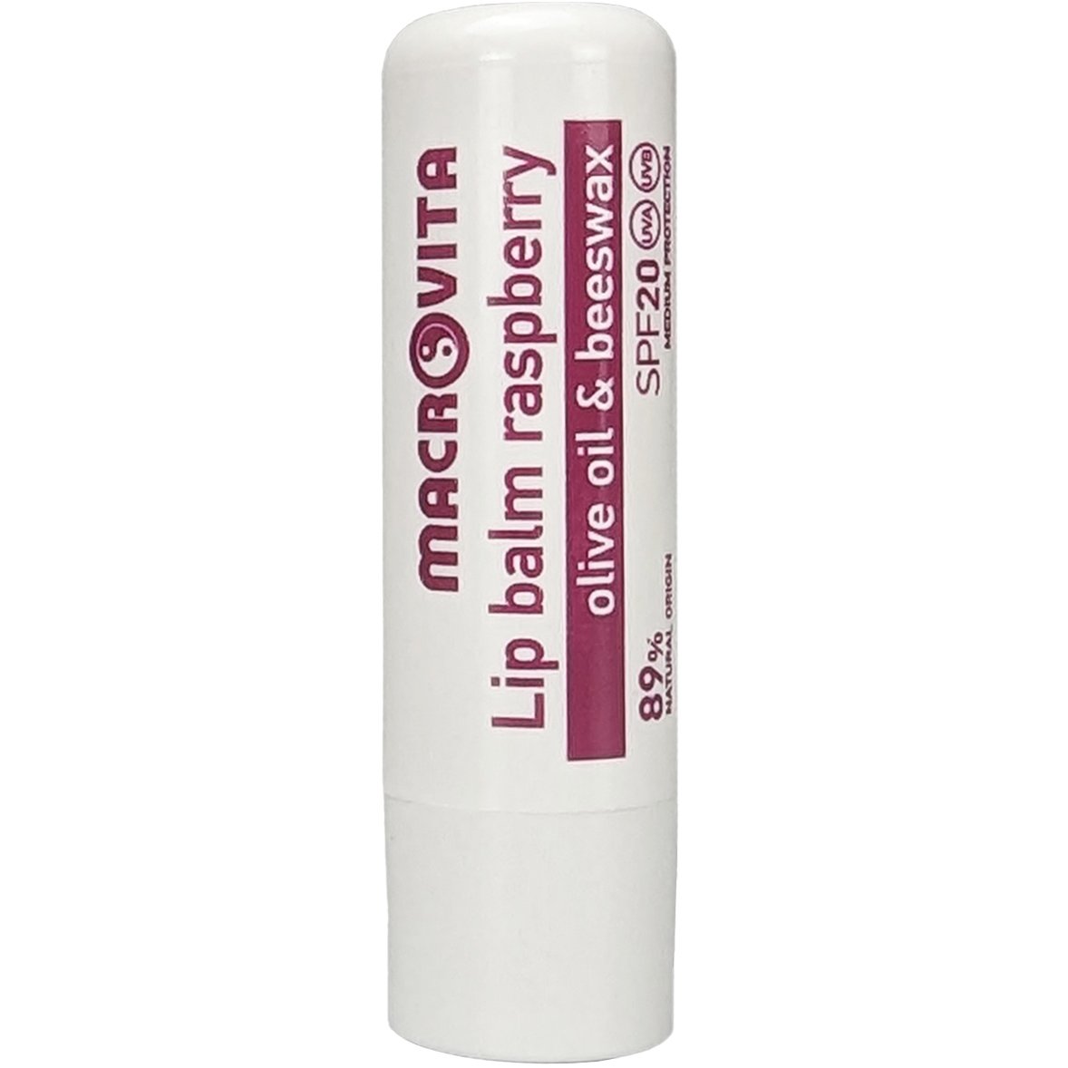 Macrovita Macrovita Lip Balm Spf20 Ενυδατικό Βάλσαμο Χειλιών Μέτριας Αντηλιακής Προστασίας με Λάδι Ελιάς & Κερί Μέλισσας, Γεύση Βατόμουρο 4.8gr