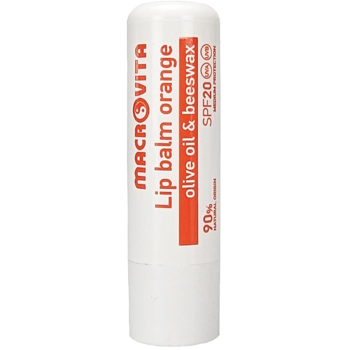 Macrovita Macrovita Lip Balm Spf20 Ενυδατικό Βάλσαμο Χειλιών Μέτριας Αντηλιακής Προστασίας με Λάδι Ελιάς & Κερί Μέλισσας, Γεύση Πορτοκάλι 4.8gr