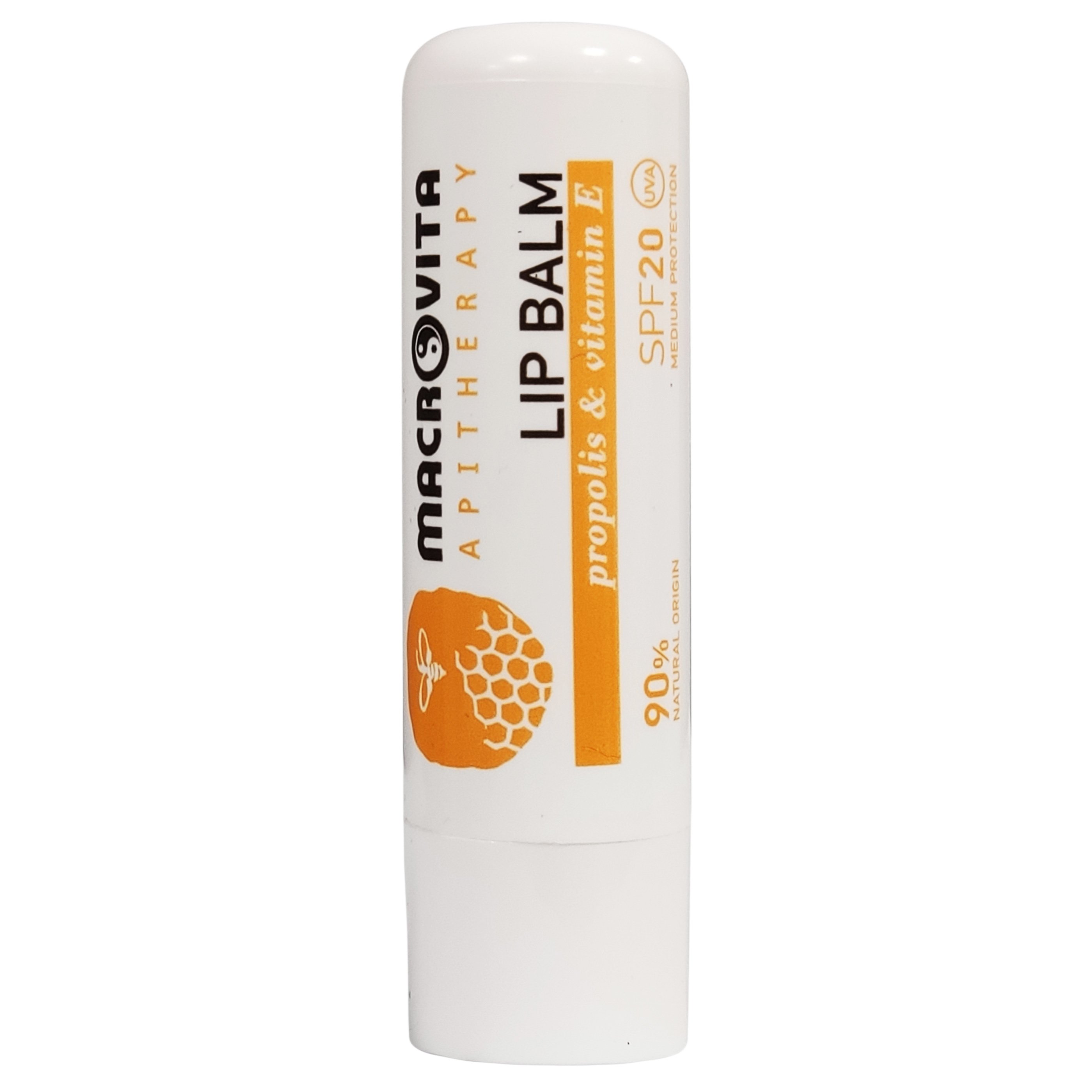 Macrovita Macrovita Apitheapy Lip Balm Propolis & Vitamin E Spf20 Προστατευτικό Βάλσαμο Χειλιών με Πρόπολη & Βιταμίνη Ε 4.8gr