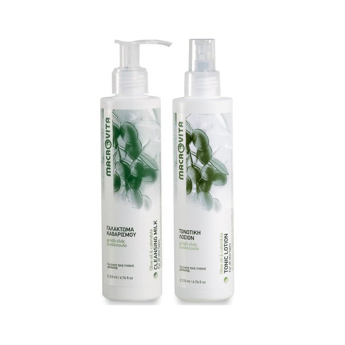 Macrovita Πακέτο Προσφοράς Cleansing Milk with Olive Oil & Calendula 200ml & Δώρο Tonic Lotion with Olive Oil & Calendula 200ml