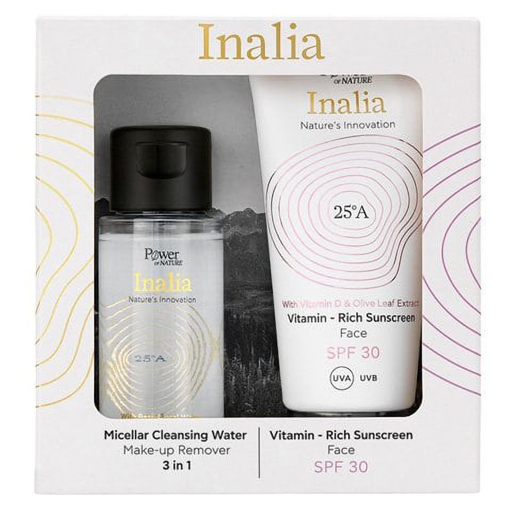Inalia Πακέτο Προσφοράς Micellar Cleansing Water 50ml & Vitamin Rich Face Sunscreen Spf30 50ml,Νερό Καθαρισμού Προσώπου, Ντεμακιγιάζ & Αντιηλιακή Κρέμα Προσώπου Υψηλής Προστασίας