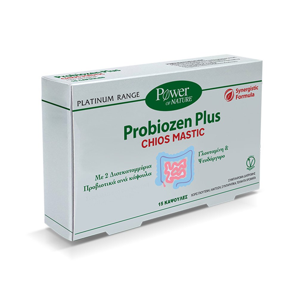 Power of Nature Probiozen Plus Συμπλήρωμα Διατροφής με Μαστίχα Χίου & Προβιοτικά για Καλή Λειτουργία του Γαστρεντερικού 15caps