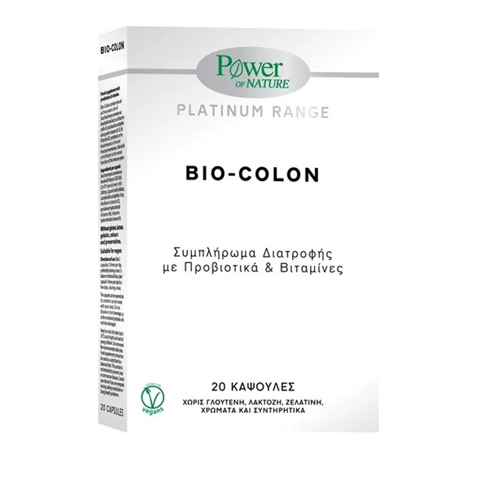 Power Health Power Health Platinum Range Bio-Colon Συμπλήρωμα Διατροφής με Προβιοτικά & Βιταμίνες 20caps