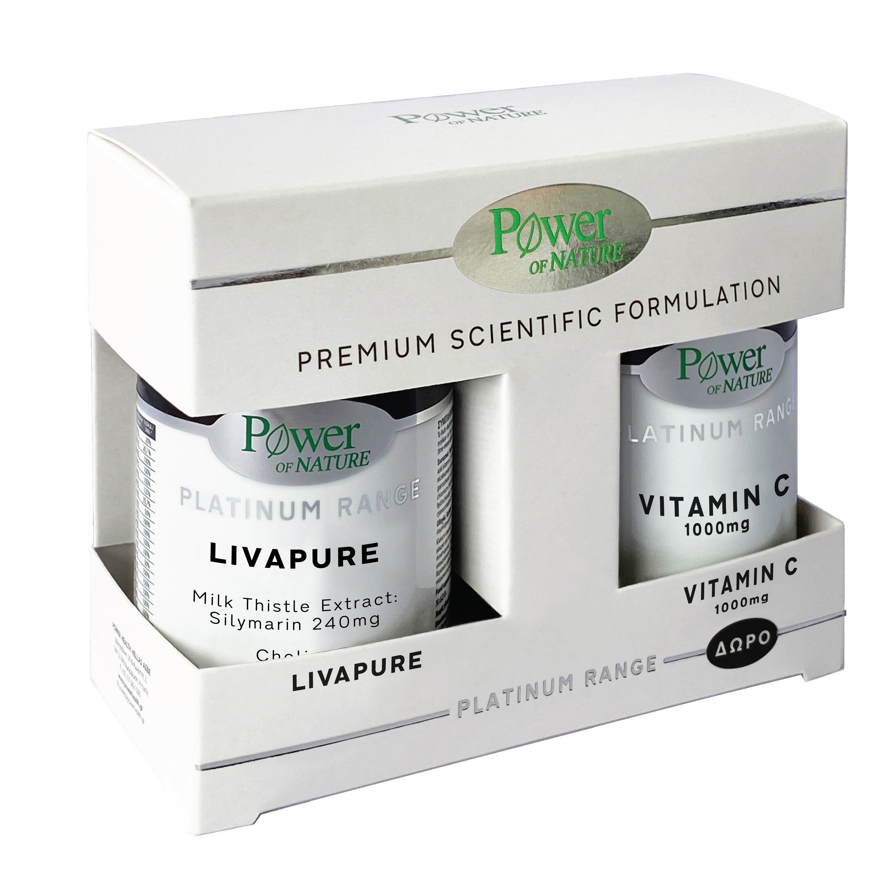 Power of Nature Platinum Range Πακέτο Προσφοράς Livapure 30caps & Δώρο Vitamin C 1000mg 20caps