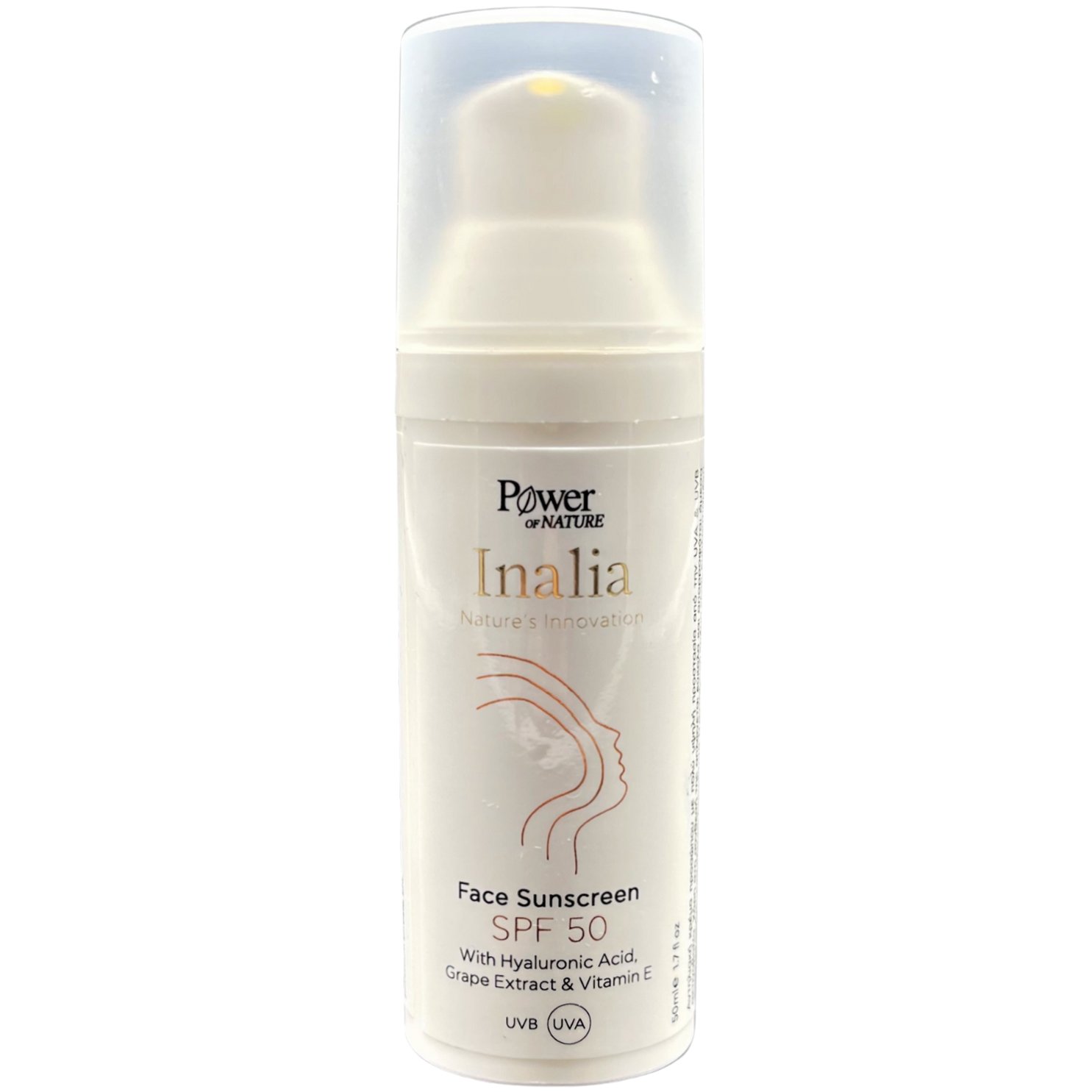 Inalia Face Sunscreen Spf50 with Hyaluronic Acid, Grape Extract & Vitamin E Αντηλιακή Κρέμα Προσώπου Υψηλής Προστασίας 50ml