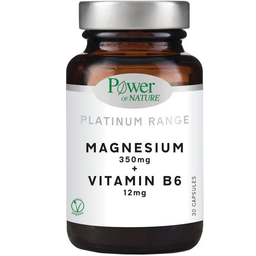 Power of Nature Platinum Range Magnesium 350mg & Vitamin B6 12mg Συμπλήρωμα Διατροφής για Ενέργεια & Ψυχική Ανάταση 30caps