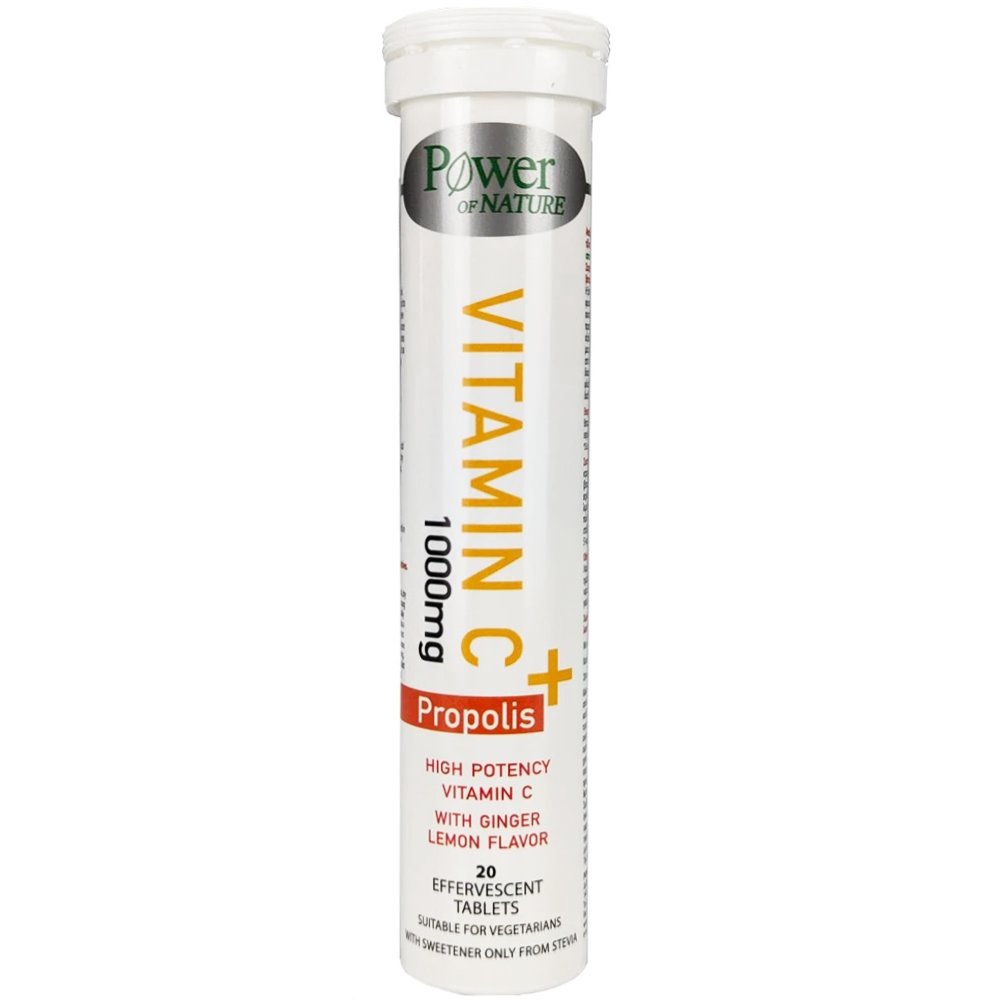 Power Health Vitamin C + Propolis 1000mg Συμπλήρωμα Διατροφής με Βιταμίνη C & Πρόπολη για Ενίσχυση του Ανοσοποιητικού με Αντιφλεγμονώδεις Ιδιότητες με Γεύση Τζίντζερ & Λεμόνι 20 Effer.tabs