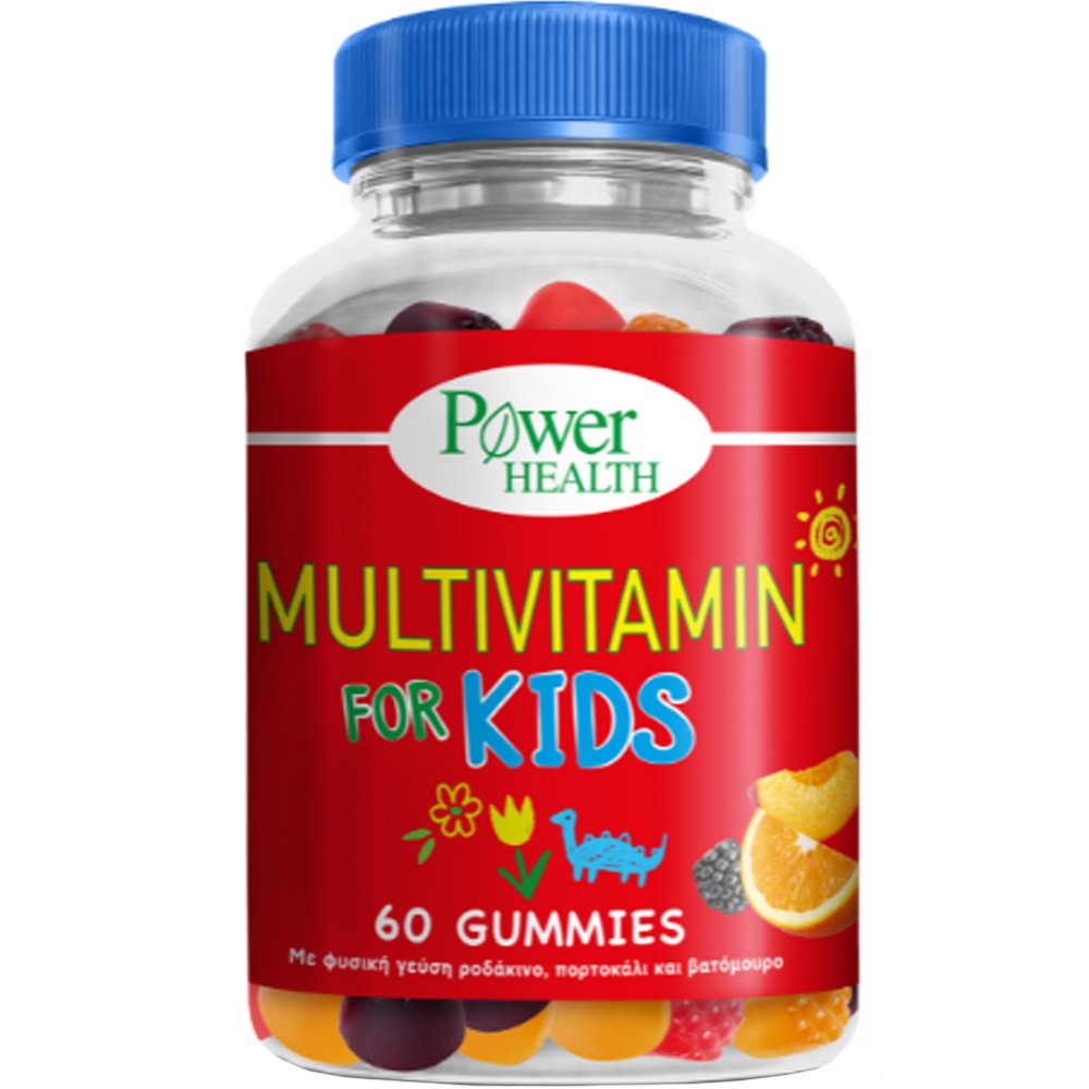 Power Health Power Health Multvitamin for Kids Συμπλήρωμα Διατροφής με 11 Βιταμίνες & Μέταλλα για Παιδιά από 3 Ετών για Σωστή Ανάπτυξη & Πολυεπίπεδη Ενίσχυση του Οργανισμού με Φυσική Γεύση Ροδάκινο, Πορτοκάλι & Βατόμουρο 60 Ζελεδάκια