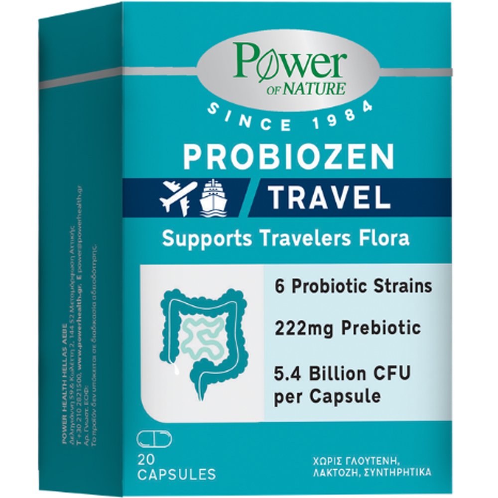 Power Health Platinum Range Probiozen Supports Travelers Flora Συμπλήρωμα Διατροφής Προβιοτικών, Πρεβιοτικών με Φιλικά Βακτήρια από 6 Διαφορετικά Ευεργετικά Στελέχη με Ινουλίνη για την Υποστήριξη & Εξισορρόπηση της Εντερικής Χλωρίδας των Ταξιδιωτών 2