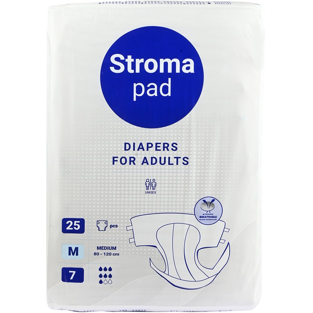 Stroma Stroma Pad Diapers for Adults Πάνες Ακράτειες Ενηλίκων Υψηλής Απορροφητικότητας 25 Τεμάχια - Medium