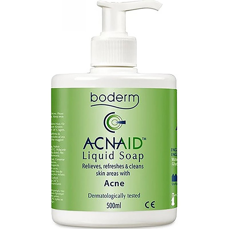 Boderm Acnaid Liquid Soap Υγρό, Καθαριστικό Σαπούνι Προσώπου για την Καθημερινή Περιποίηση της Λιπαρής Επιδερμίδας με Ακμή, με Αντλία 500ml