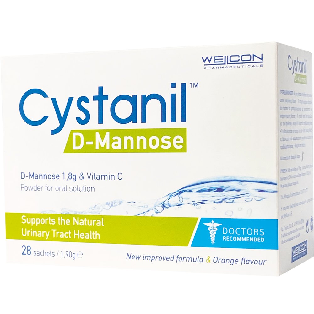 Wellcon Wellcon Cystanil D Mannose Συμπλήρωμα Διατροφής με Μαννόζη & Βιταμίνη C για τη Διατήρηση της Φυσικής Υγείας του Ουροποιητικού & Ενίσχυση του Ανοσοποιητικού με Γεύση Πορτοκάλι 28 Sachets