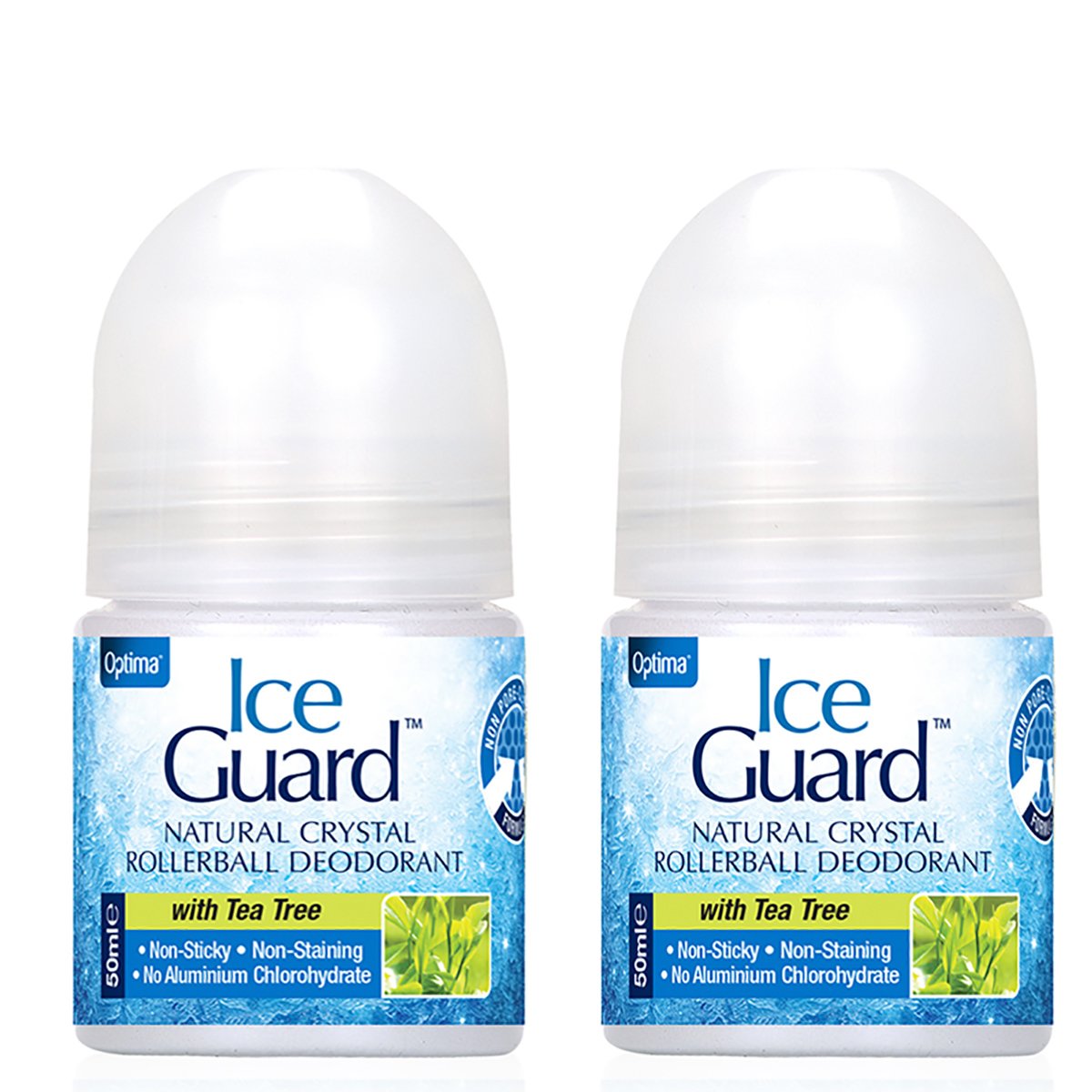 Optima Πακέτο Προσφοράς Ice Guard Rollerball Αποσμητικό Από Φυσικά Μεταλλικά Άλατα με Τεϊόδεντρο 2x50ml -50% στο 2ο Προϊόν