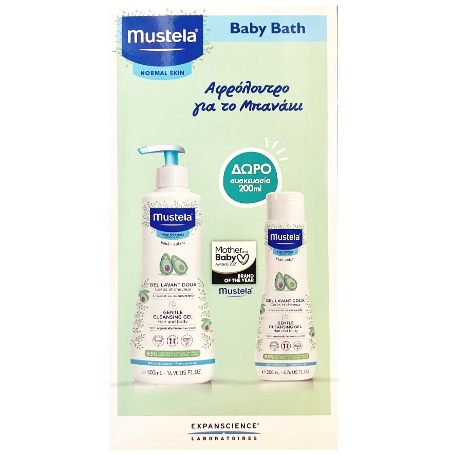 Mustela Gentle Cleansing Gel Καθαρισμού για Μαλλιά & Σώμα 500ml & Δώρο Mustela Bebe Cleansing Gel 200ml