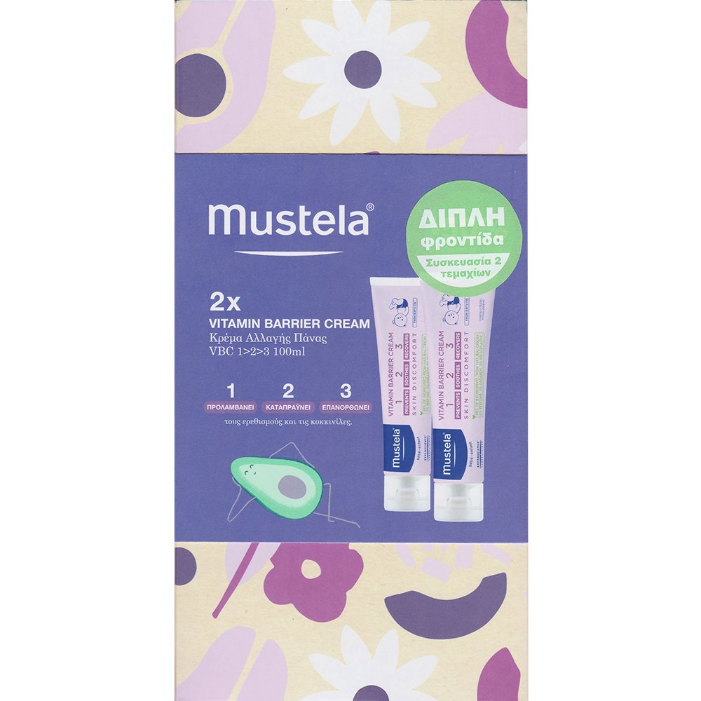 Mustela Mustela Promo 123 Vitamin Barrier Cream Καταπραϋντική & Προστατευτική Βρεφική Κρέμα Αλλαγής Πάνας 200ml (2x100ml)