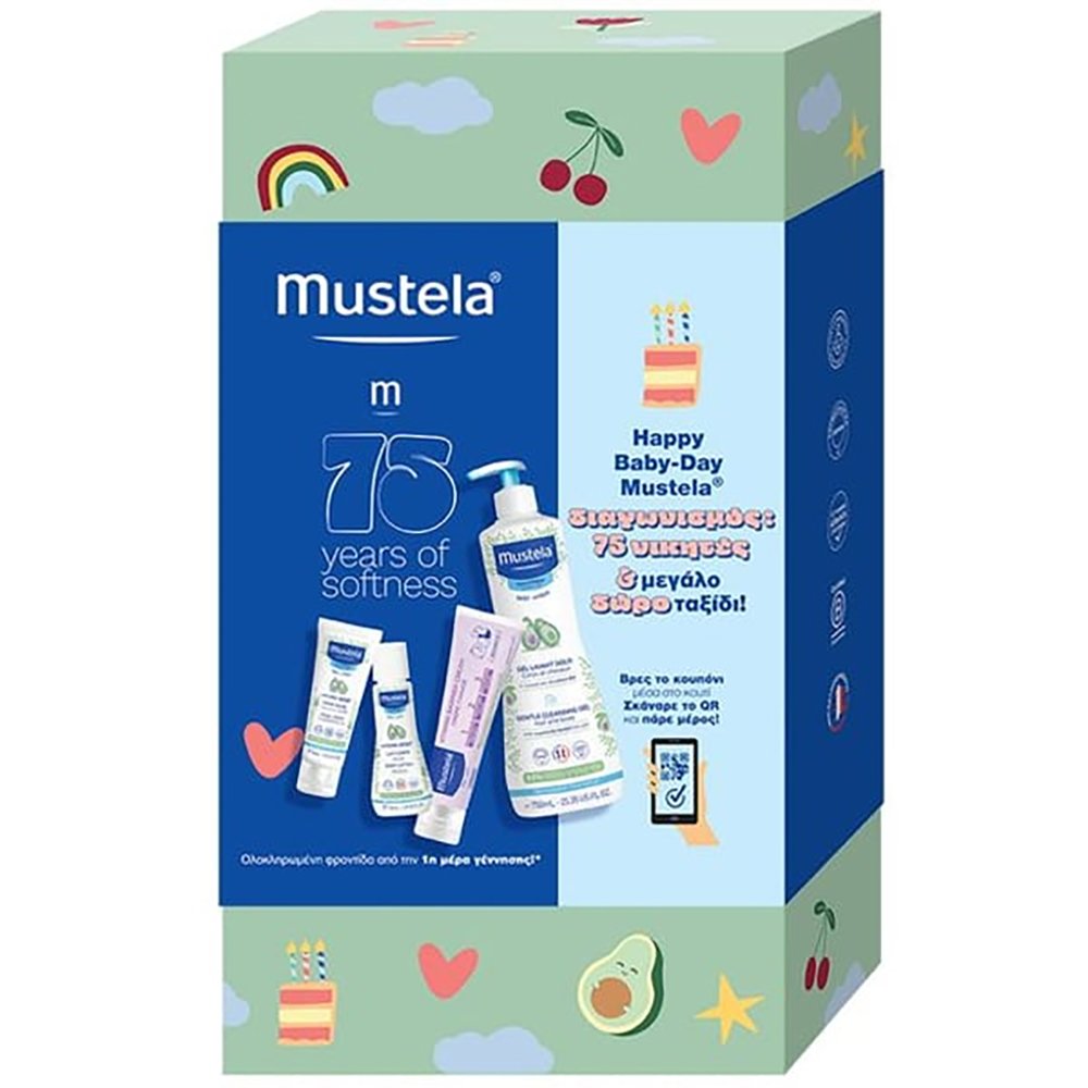 Mustela Mustela Promo Gentle Cleansing Gel 750ml & Hydra Bebe Body Lotion 50ml & 123 Vitamin Barrier Cream 100ml & Facial Cream 40ml & Δώρο Baby on Board Sticker 1 Τεμάχιο