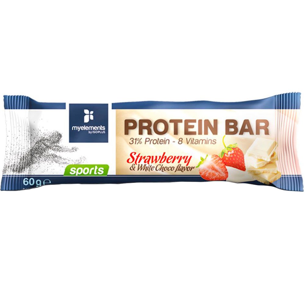 My Elements Protein Bar Μπάρα Πρωτεΐνης Εμπλουτισμένη με 8 Βιταμίνες για Μέγιστη Ενέργεια με Γεύση Φράουλα & Λευκή Σοκολάτα 60g, 1 Τεμάχιο – Strawberry White Chocolate