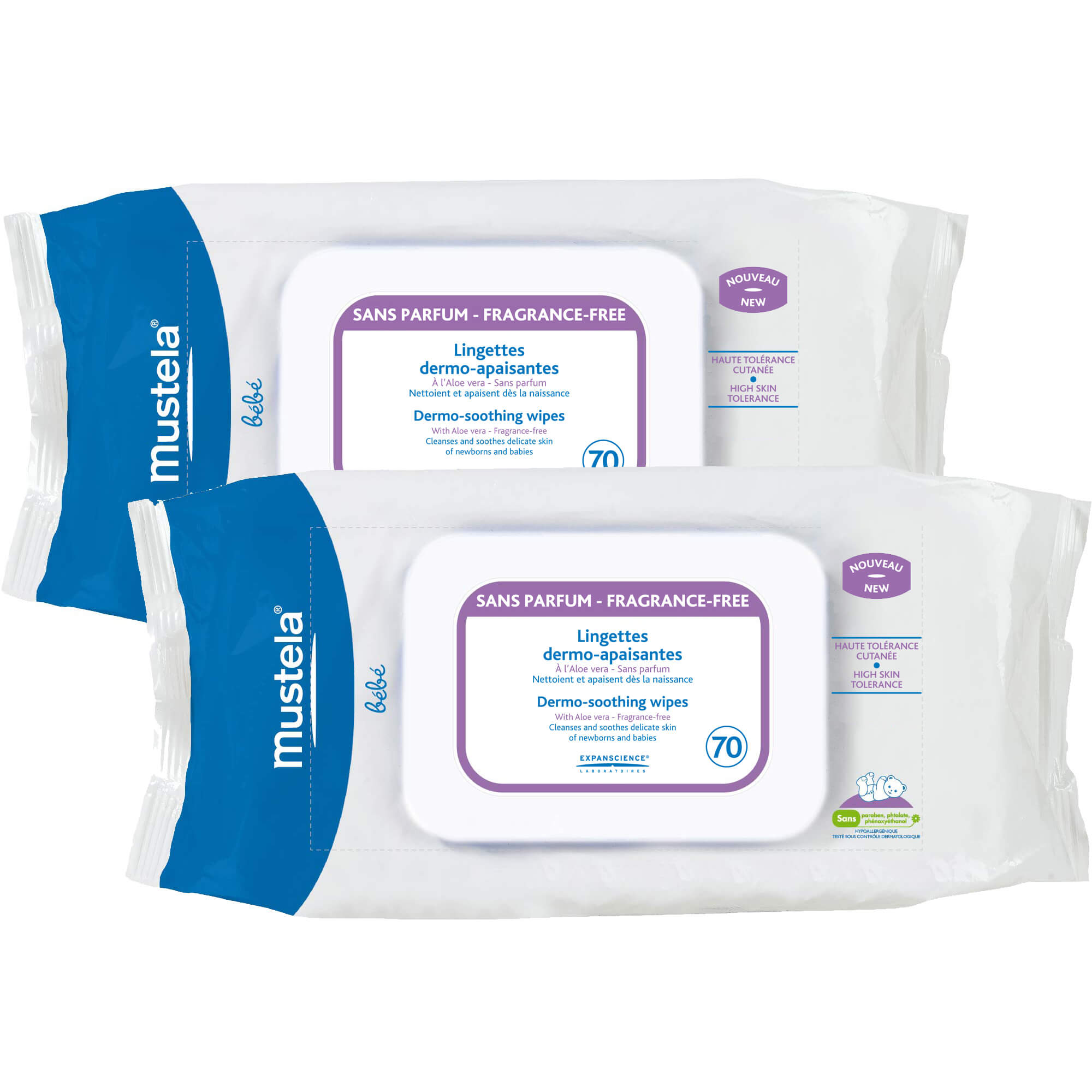 Mustela Πακέτο Προσφοράς Dermo Soothing Wipes 2×70 Τεμάχια -50% στο 2ο Προιόν