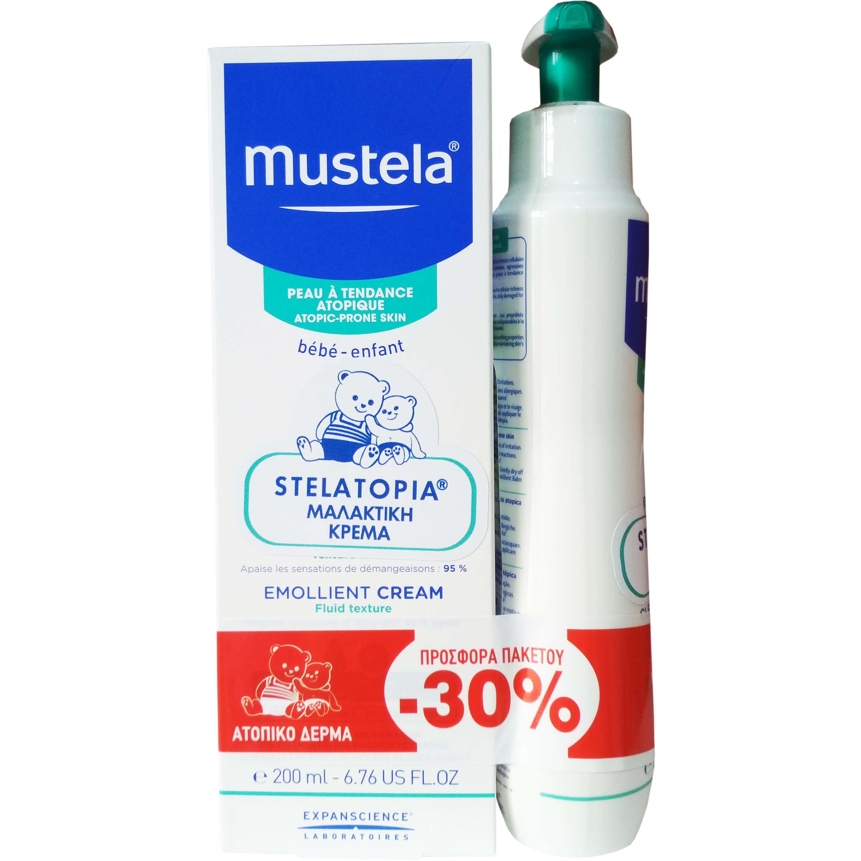 Mustela Πακέτο Προσφοράς Stelatopia Creme Emolliente 200ml & Stelatopia Creme Lavante 200ml Promo -30%