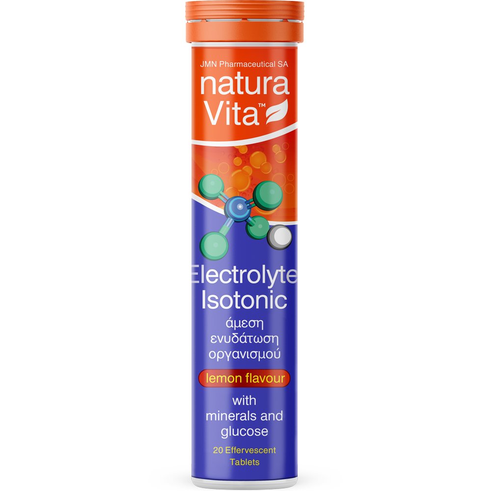 Natura Vita Electrolytes Isotonic Συμπλήρωμα Διατροφής Μετάλλων για Αποκατάσταση της Ηλεκτρολυτικής Ισορροπίας & Ενυδάτωση του Οργανισμού με Γεύση Λεμόνι 20 Effer.tabs - Lemon