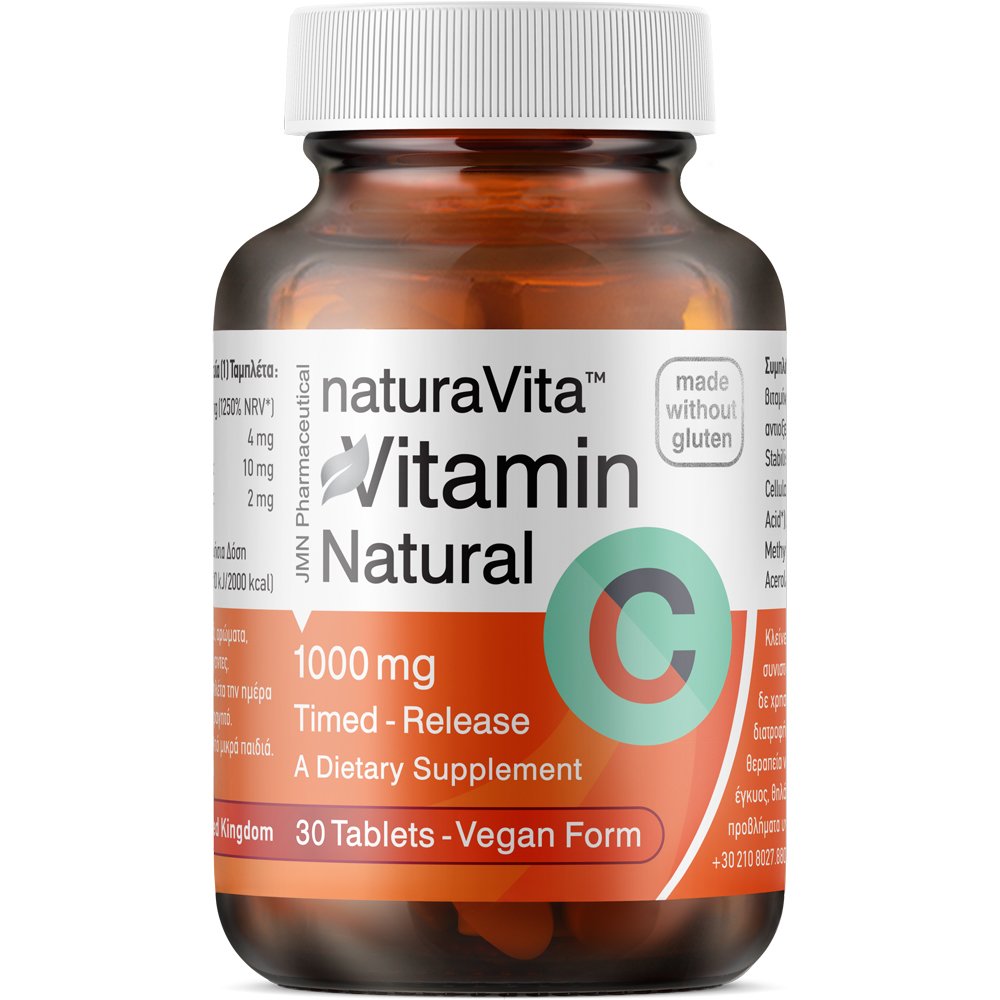 Natuta Vita Vitamin C 1000mg Timed Release Συμπλήρωμα Διατροφής Βιταμίνης C, Σκόνης Αγριοτριανταφυλλιάς, Ασερόλας & Βιοβλαφονοειδών Παρατεταμένης Αποδέσμευσης για Ενίσχυση του Ανοσοποιητικού 30tabs