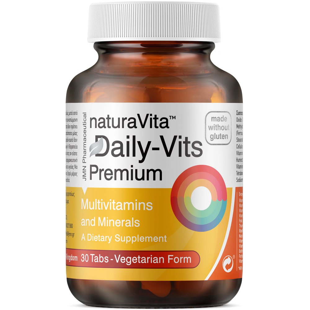 Natura Vita Daily Vits Premium Συμπλήρωμα Διατροφής Πολυβιταμινών & Μετάλλων για Τόνωση, Ενέργεια, Ισχυρό Ανοσοποιητικό & Καθημερινή Ευεξία 30tabs