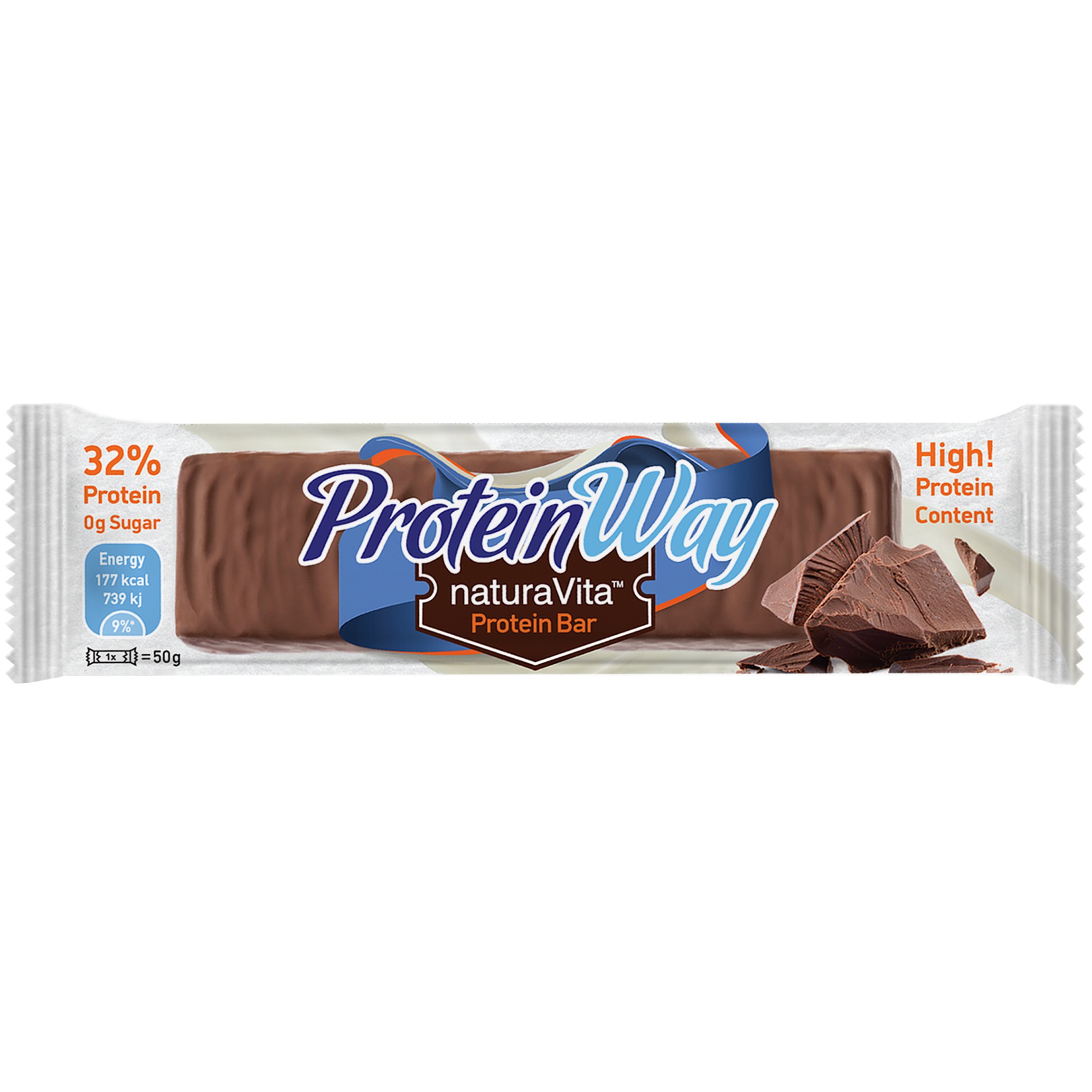 Natura Vita Protein Way Bar Chocolate Flavour Μπάρα Πρωτεΐνης με Γεύση Σοκολάτας & Επικάλυψη Κακάο για Ενέργεια Οποιαδήποτε Ώρα της Ημέρας 50g