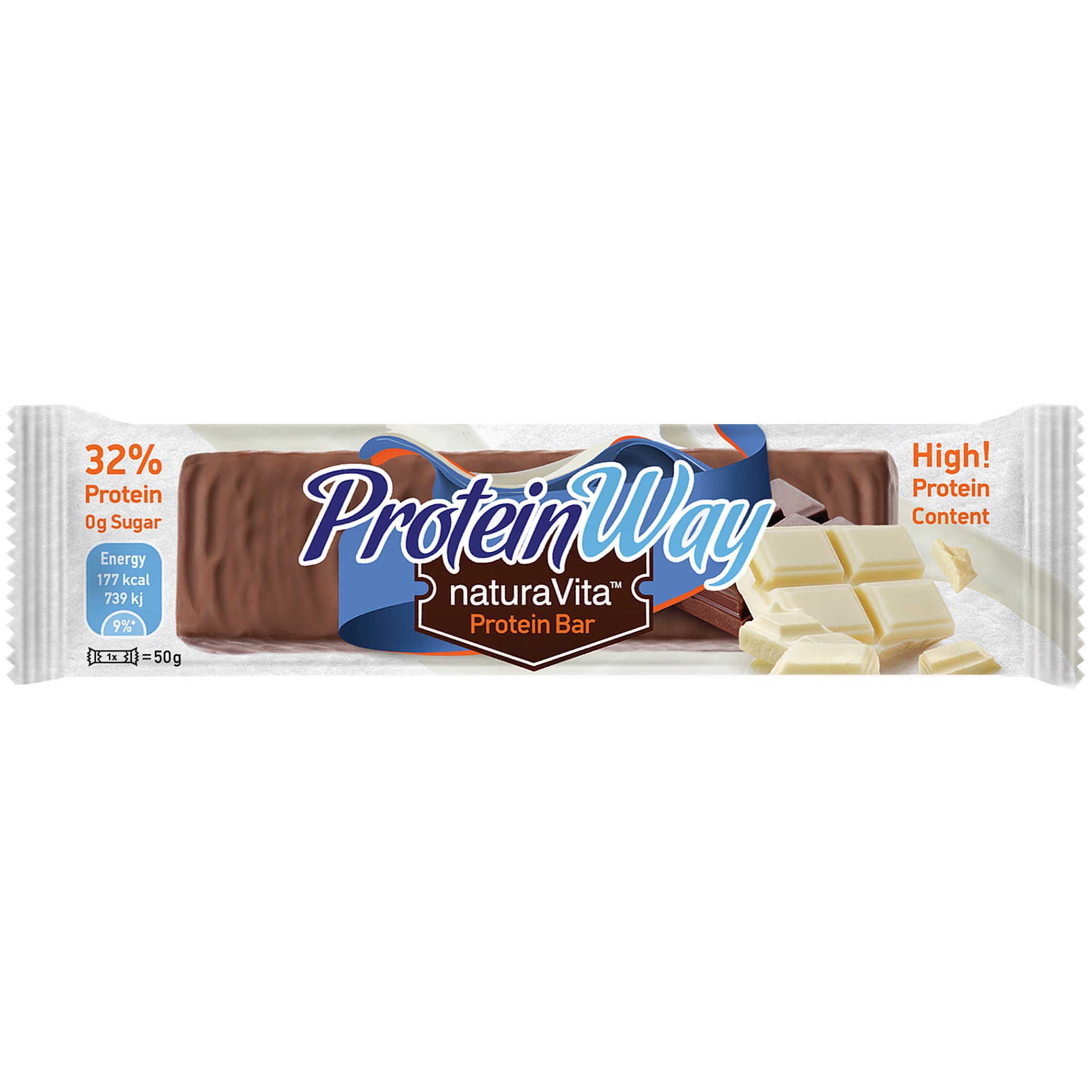 Εικόνα από Natura Vita Protein Way Bar White Chocolate Flavour Μπάρα Πρωτεΐνης με Γεύση Λευκής Σοκολάτας & Επικάλυψη Κακάο, Χωρίς Ζάχαρη 50g