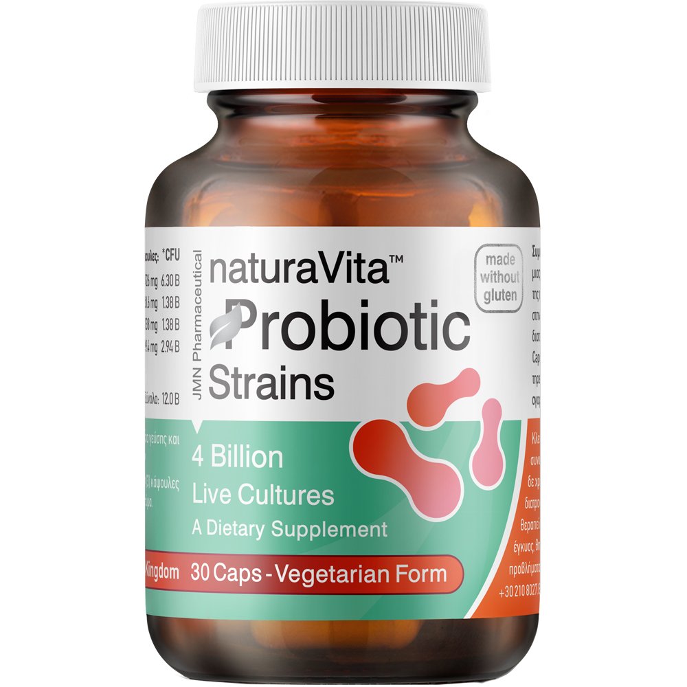 Natura Vita Probiotic Strains Συμπλήρωμα Διατροφής Προβιοτικών Στελεχών για Ενίσχυση του Μικροβιώματος του Γαστρεντερικού Συστήματος, Καλύτερη Πέψη & Αντιμετώπιση Εντερικών Διαταραχών 30caps