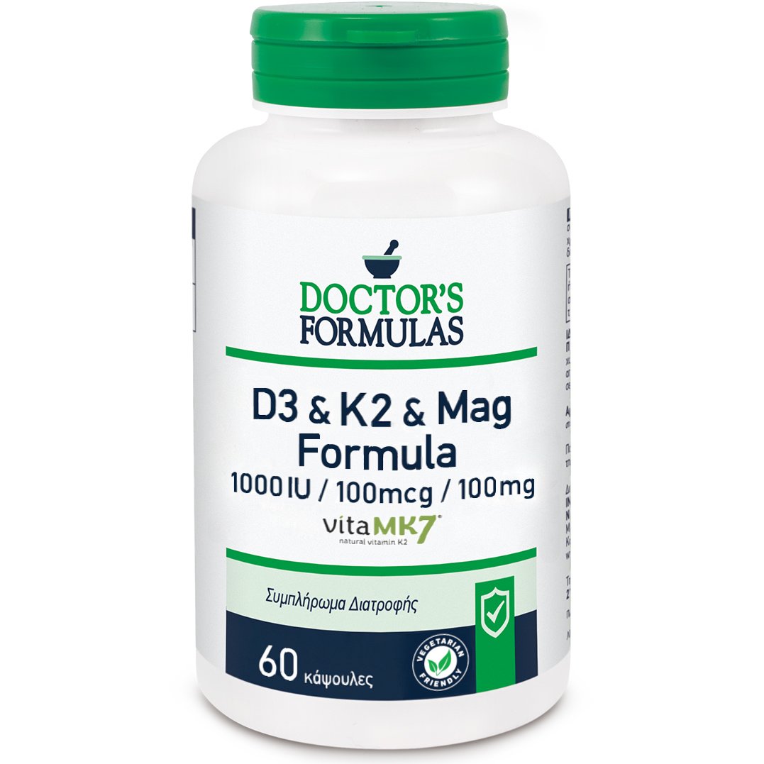 Doctor’s Formula D3 & K2 & Mag Formula 1000IU,100mcg,100mg Συμπλήρωμα Διατροφής για τη Φυσιολογική Λειτουργία του Νευρικού & Μυϊκού Συστήματος 60caps